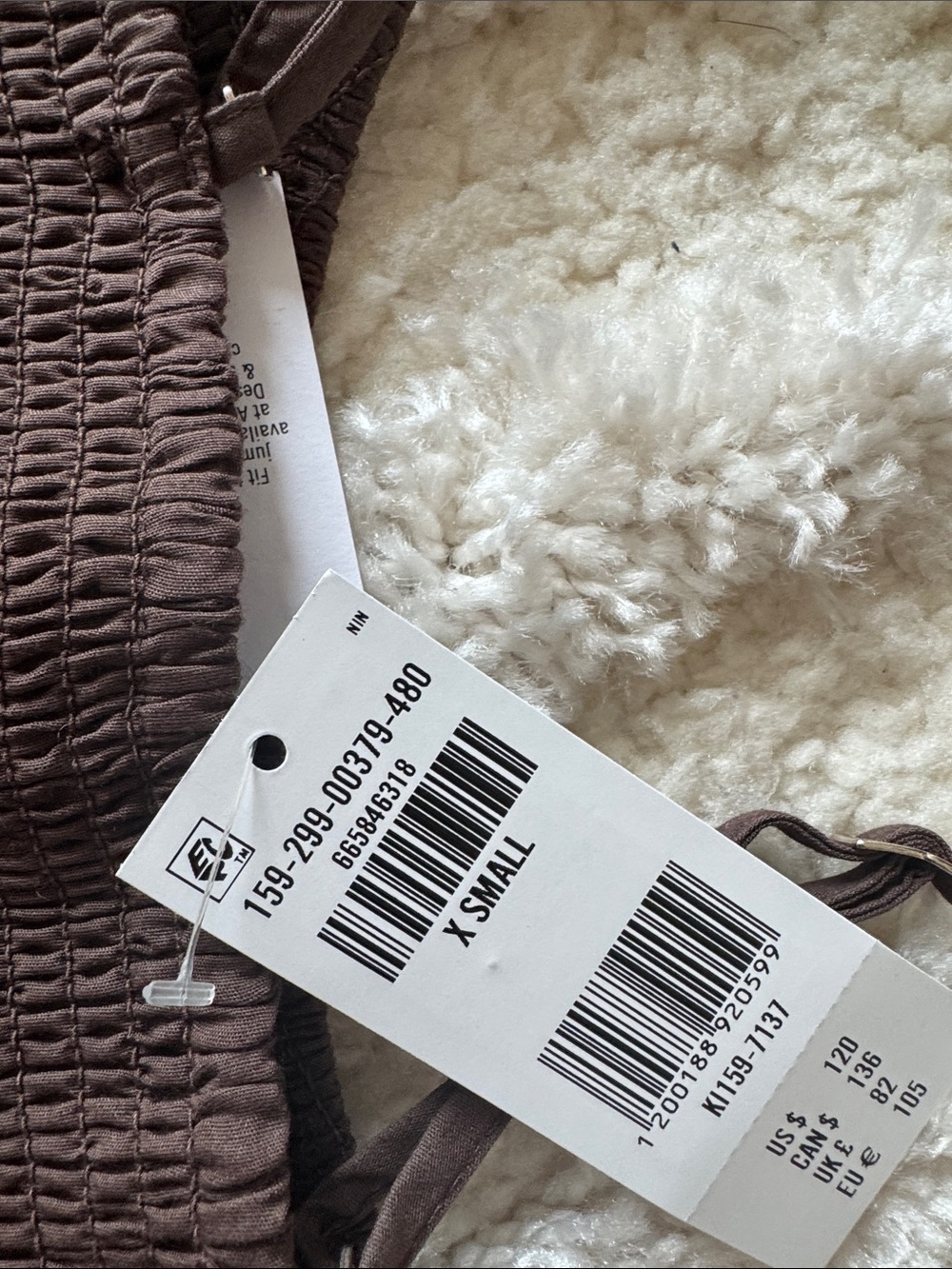 Abercrombie & Fitch A&F Sydney Smocked Dipped-Waist Midi Dress in Brown - Picture 5 of 6